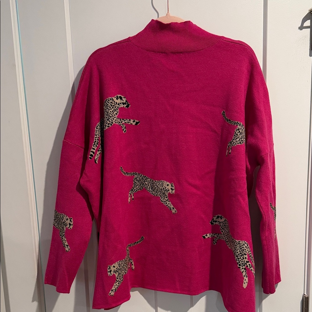 Entro Pink Cheetah Mockneck Sweater - Picture 7 of 7